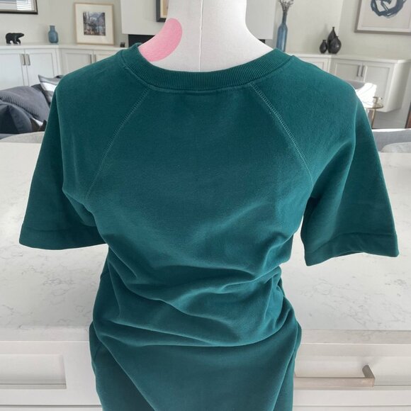 PGD Fleece Crew Neck S Slv Cotton Poly Blend Sweatshirt Mini Dress Green Sz XXS - Picture 5 of 10